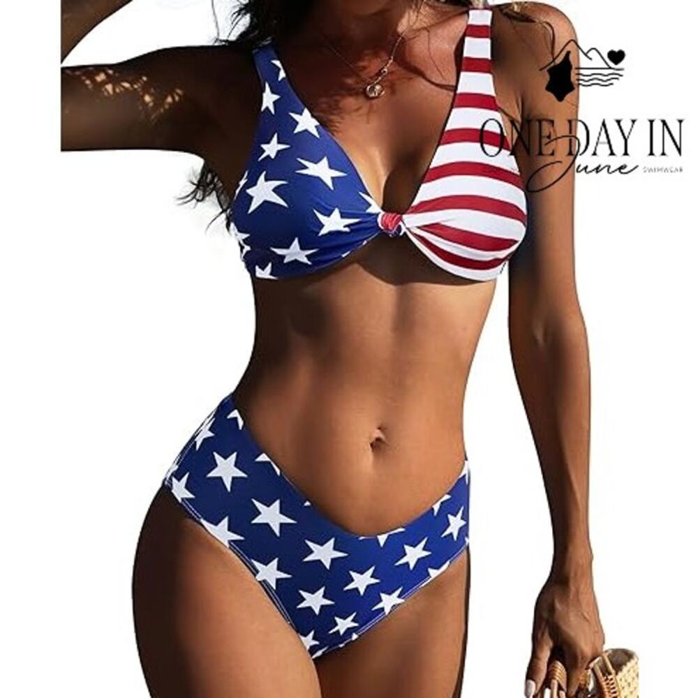 Charmo High Cut Knot Front Bikini Swimsuit Size XL